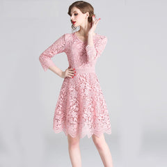 Elegant Lace Vintage Designer Vestidos Office Party Short Robe