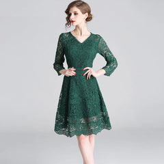 Elegant Lace Vintage Designer Vestidos Office Party Short Robe