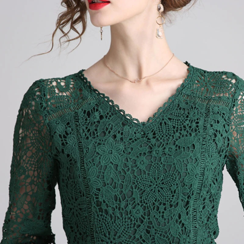 Elegant Lace Vintage Designer Vestidos Office Party Short Robe