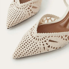 Woven Openwork Singback High-Heeled Sandals Pointed-Toe High Heel