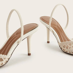 Woven Openwork Singback High-Heeled Sandals Pointed-Toe High Heel