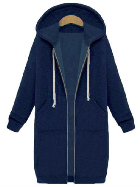 Zipper Long Sleeve Hooded Coat