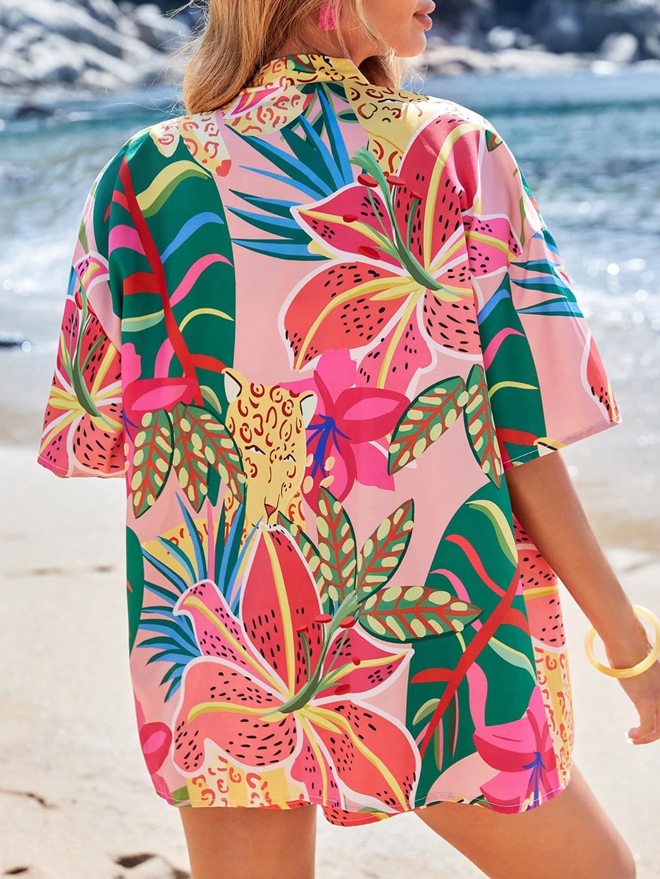 Elegant Polyester Printed Shirts Resort Print Two Piece Set