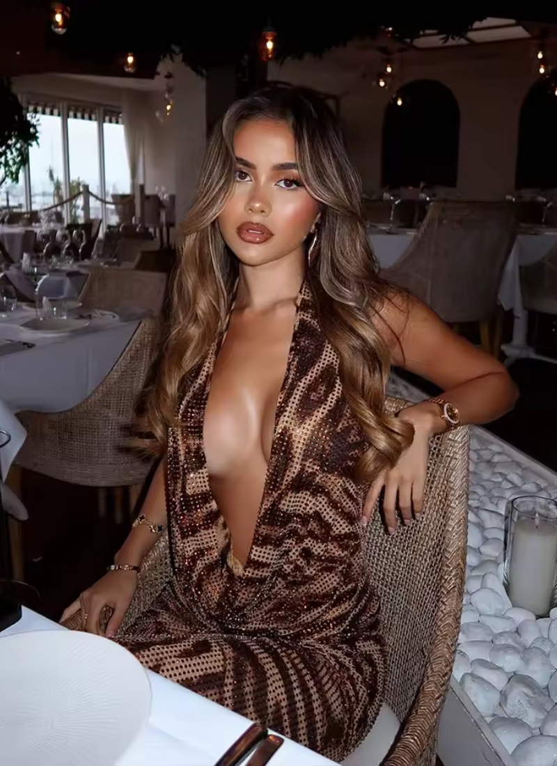 Printed Bodycon Sleeveless V Neck Backless Outfits