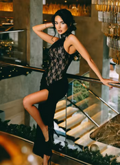 Lace Patchwork High Collar Sleeveless Bodycon