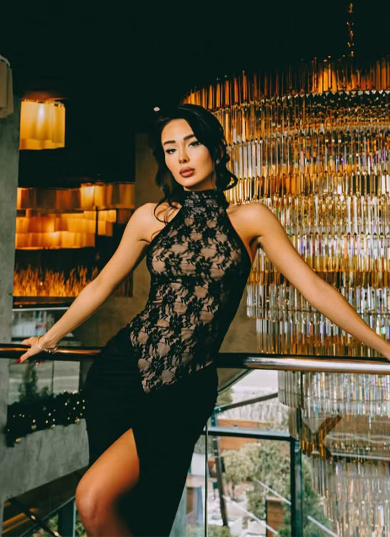 Lace Patchwork High Collar Sleeveless Bodycon