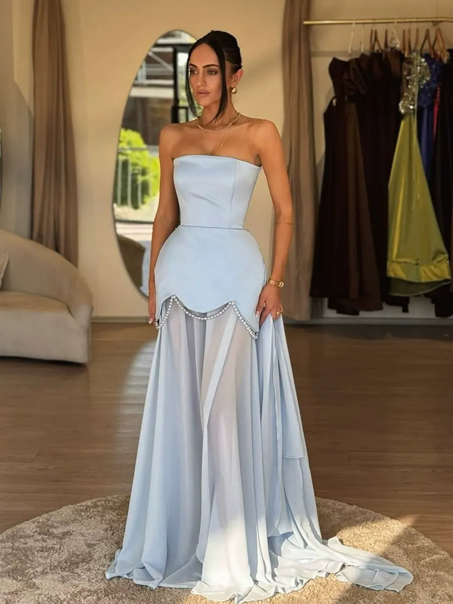 Classic Sequins Off The Shoulder Short Sleeve Lace Beading Evening Party Prom Maxi Dresses