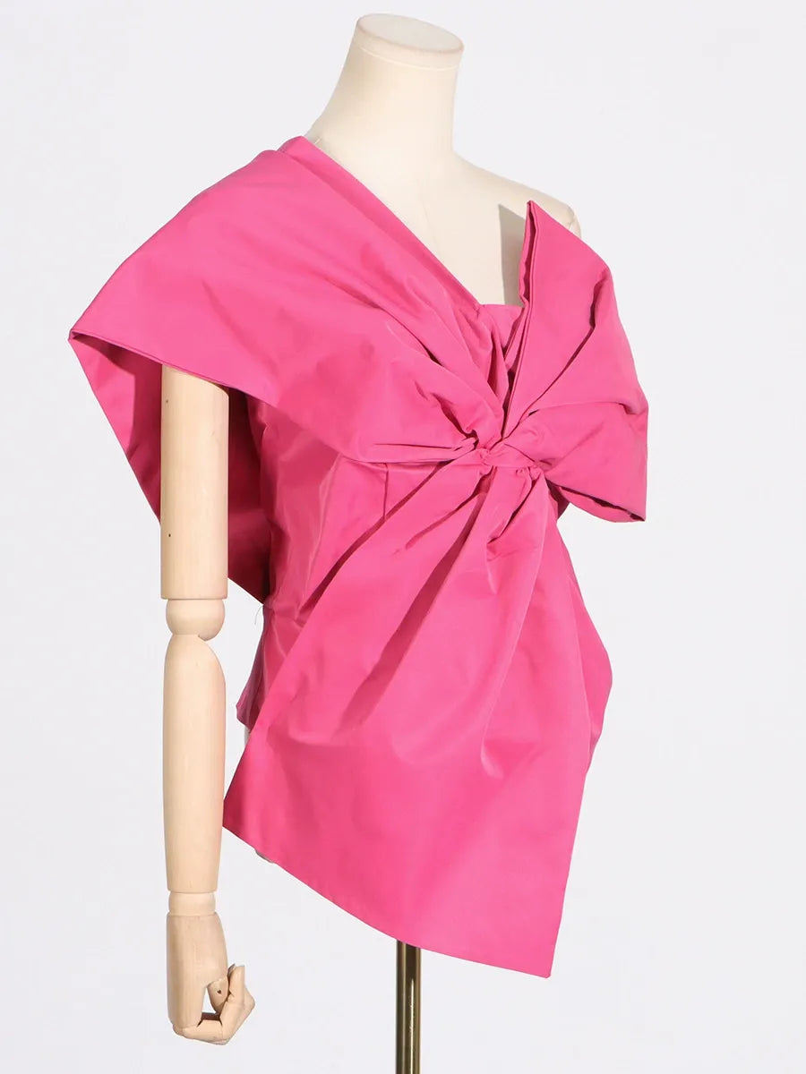 Elegant O-Neck Draped Satin Solid Puff Short Sleeves Pleated Pullover Mini Dress