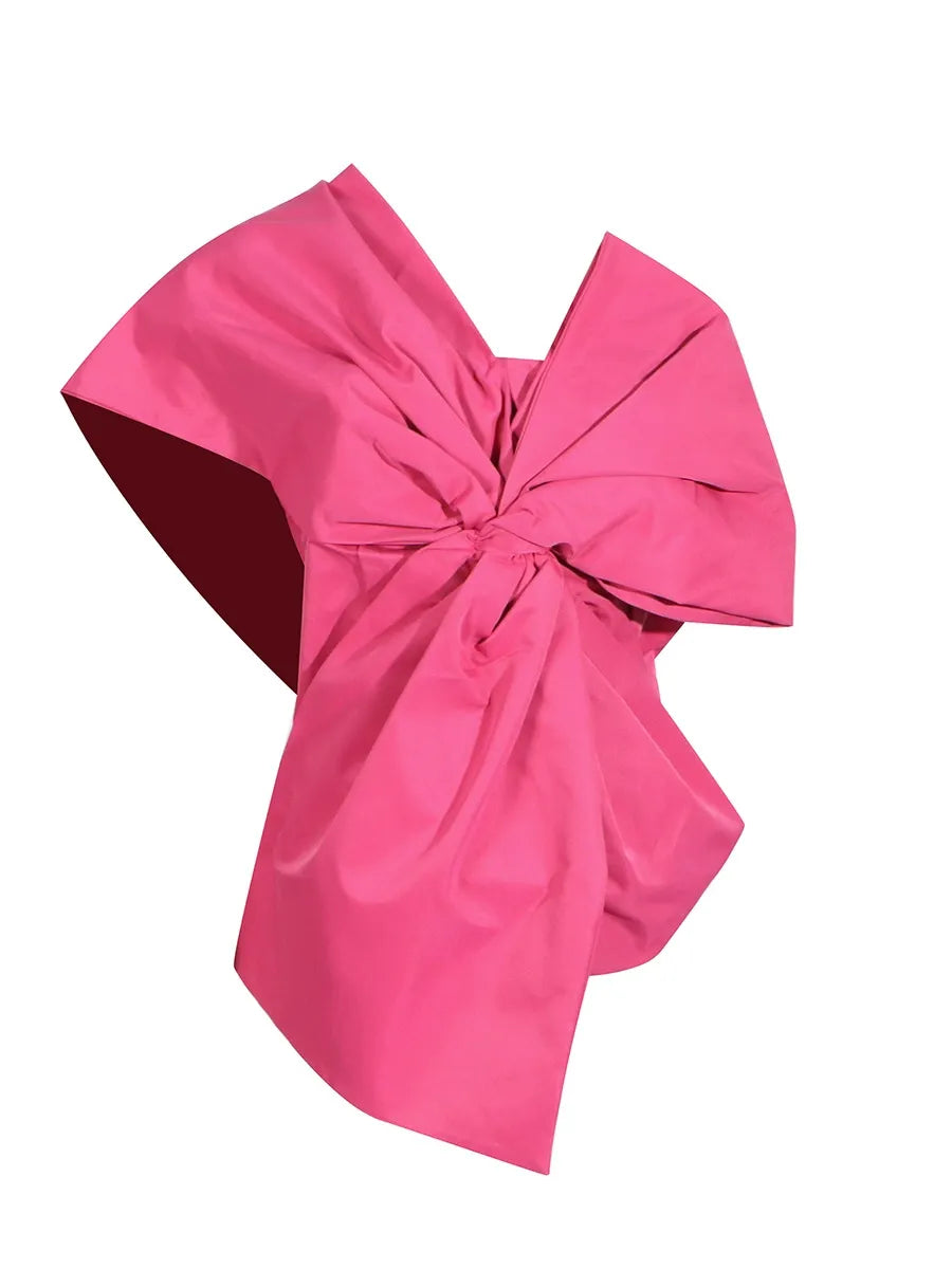 Elegant O-Neck Draped Satin Solid Puff Short Sleeves Pleated Pullover Mini Dress
