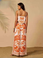 Elegant Slash Neck Trend Spaghetti Sleeveless Birthday Party Dress Beach Pants Two Piece Set