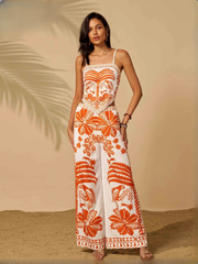 Elegant Slash Neck Trend Spaghetti Sleeveless Birthday Party Dress Beach Pants Two Piece Set