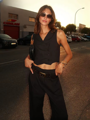 Casual Sleeveless Tank Top With High Waist Wide Pants Two Pieces Set