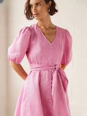 Elegant A-LINE Lace-Up Classic V-Neck Short Sleeve Mini Dresses