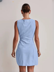 Elegant Bodycon V-Neck Sleeveless Classic Pockets Mini Dresses