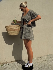 Casual V-Neck Short Sleeve Shirt With High Waist Shorts Set Two Piece Set