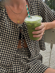 Casual V-Neck Short Sleeve Shirt With High Waist Shorts Set Two Piece Set