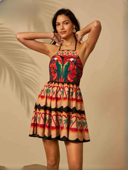 Elegant Slash Neck Spaghetti Strap Halter Chic Backless Sleeveless Evening Mini Dresses