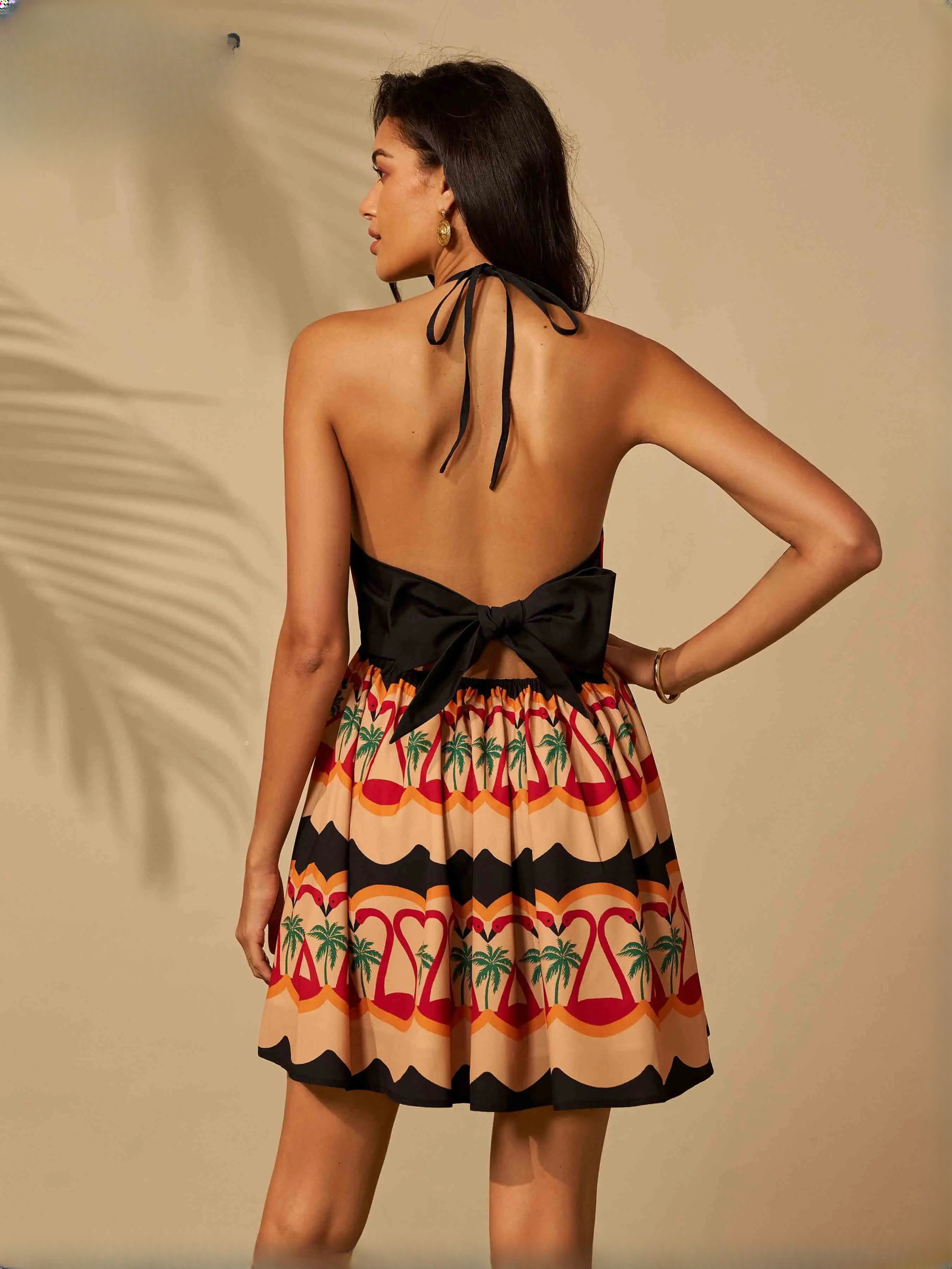 Elegant Slash Neck Spaghetti Strap Halter Chic Backless Sleeveless Evening Mini Dresses