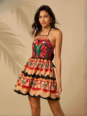 Elegant Slash Neck Spaghetti Strap Halter Chic Backless Sleeveless Evening Mini Dresses