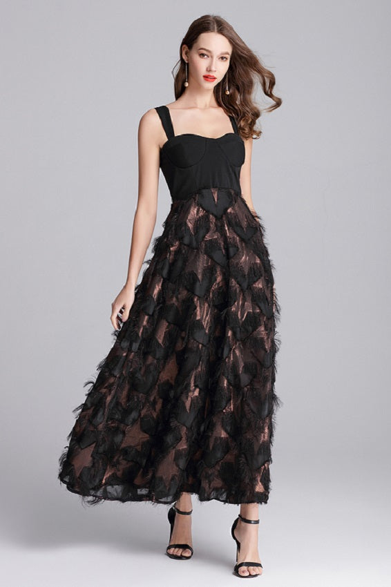 Women Strapless Tassel party long dress