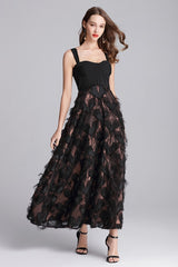 Women Strapless Tassel party long dress
