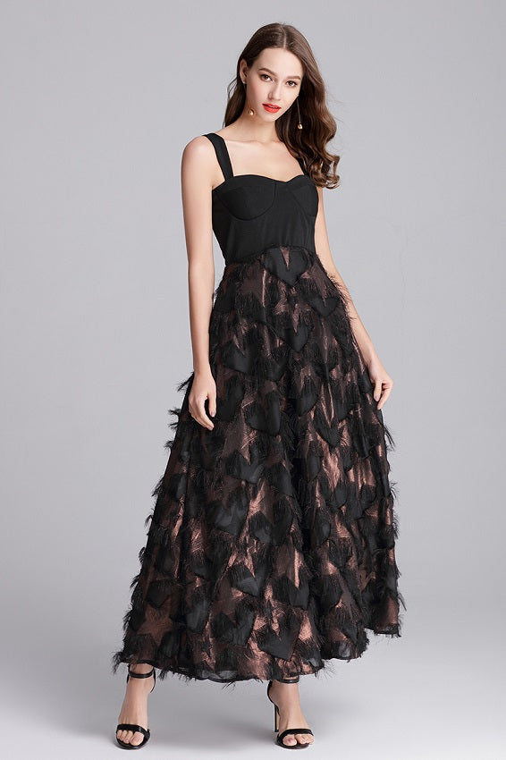 Women Strapless Tassel party long dress